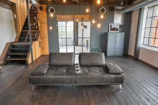 KAWOLA Schlafsofa WIOLO Daybed Leder grau - Komfort & Flexibilität, Couch mit Schlaffunktion, inklusive Kissen, verschiebbar