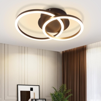 ZMH LED Deckenleuchte Deckenlampe 24W Modernes Design Rund Warmweiß 3000K Schwarz 2 Ringe
