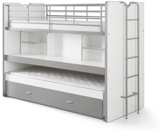 Hochbett Kalinda 222x102x161 Holzwerkstoff+Metall Weiß/Grau