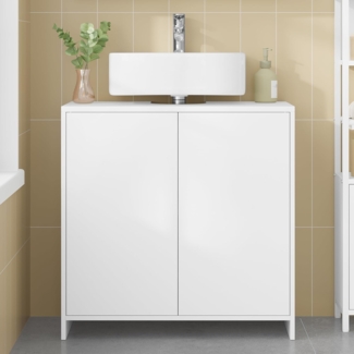 Waschbeckenunterschrank, Unterschrank, Badezimmerschrank, Verstellbare Einlegeböden, Badschrank mit 2 Türen, Freistehend, Moderner, 30 x 60 x 60 cm, Weiß