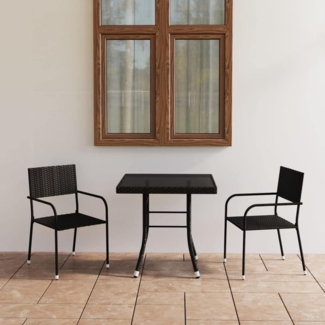 Gartenmöbel Set 2 Personen Terassenmöbel Poly Rattan Schwarz