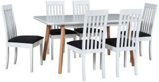 Essgruppe Roma 9 Tischgruppe Grandson Eiche Strukturstoff schwarz 7-teilig