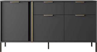 Furnix Highboard LARSONS 153 3D2S B Wohnzimmerkommode Flügeltüren Gestell Anthrazit, B153,1 x H81,4 x T39,5 cm, Metallfüße