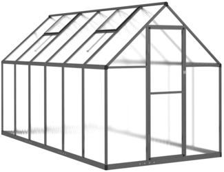 vidaXL Gewächshaus mit Fundamentrahmen Anthrazit 334x169x195 cm Alu 3266328