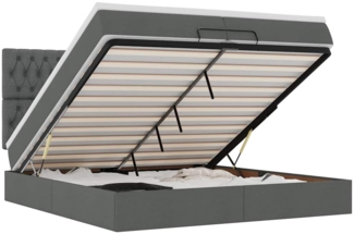 vidaXL Ottoman-Bett mit Matratzen & LEDs Dunkelgrau 200x200 cm Stoff 3314115