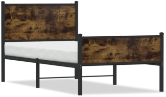 vidaXL Metallbett ohne Matratze Räuchereiche 90x200 cm 4007843