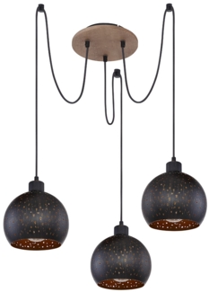 Pendellampe, Holz, schwarz, gold, H 225 cm
