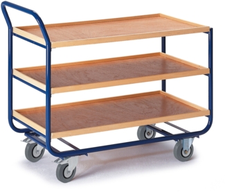 Rollcart Tischwagen mit 3 Etagen 1000x575mm Buchedekor 20mm Rand