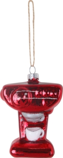 TrendLine Weihnachtskugel aus Glas Kaffeemaschine 9,5x7 cm rot-weiß