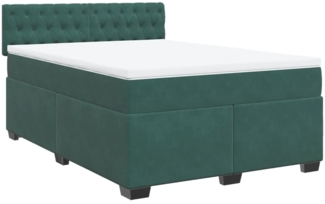 vidaXL Boxspringbett mit Matratze Dunkelgrün 140x190 cm Samt 3286315