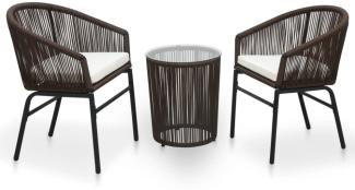 vidaXL 3-tlg. Bistro-Set mit Kissen PE-Rattan Braun 48139