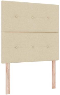 vidaXL LED Boxspringbett mit Matratze Creme 90 x 190 cm Stoff 3343066