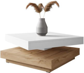 Couchtisch Luriso (Farbe: Weiß / Wotan Eiche)