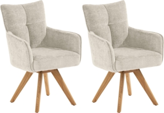 set one by Musterring Armlehnstuhl Tucson (Set), 2er-Set, drehbar mit Rückholfunktion, Stativgestell aus Eiche massiv