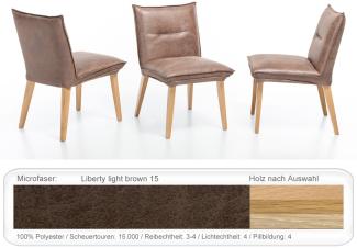 4x Polsterstuhl Gerit 2 Rücken mit Naht Esszimmerstuhl Massivholzstuhl Eiche bianco, Liberty light brown