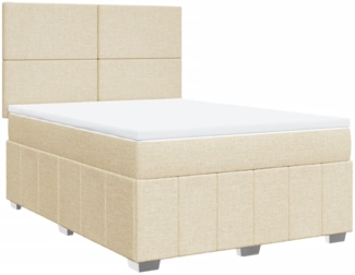 vidaXL Boxspringbett mit Matratze Creme 160x200 cm Stoff 3291717