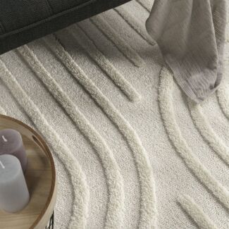 KADIMA DESIGN Teppich Struktur 3D Schlafzimmer schmutzabweisend Hochflor Teppich Shaggy, Rechteckig, Höhe: 34 mm, Florhöhe: 30 mm, 100% Polypropylen, Rechteckig, 80x150cm, Creme