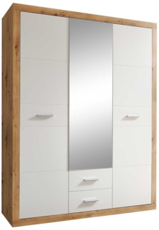 Kleiderschrank Spider / Stone , Holzwerkstoff , Weiß, Holzfarben , 151 x 198 x 55 cm