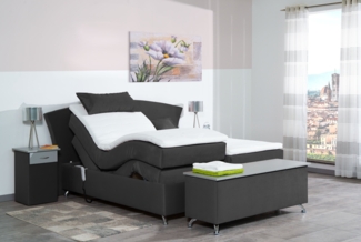 Meisterbetten Boxspringbett Huss 180x200 in VS-Grau, Matratzenbezug Nano, Ergoflex-Topper