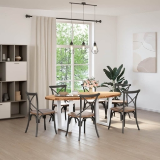 vidaXL Esstisch Hellbraun 200x100x74 cm Massivholz Eiche Oval 3305352