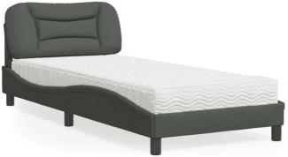 vidaXL Bett mit Matratze Dunkelgrau 90x190 cm Stoff 3208500