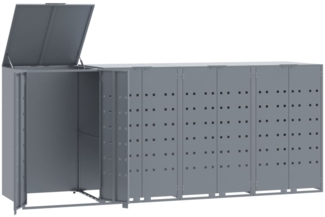 vidaXL Mülltonnenbox für 4 Tonnen Grau 276x79x117 cm Stahl 3279989