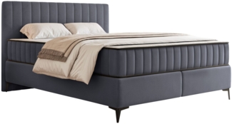 Selsey 'Mufasso' Boxbett 160x200 mit Bettkasten – wasserabweisender Velours, grau