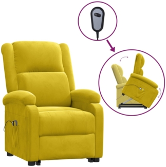 vidaXL Massagesessel mit Aufstehhilfe Gelb Samt 3124843