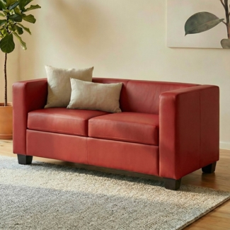 2er Sofa Couch Loungesofa Lille ~ Kunstleder, rot