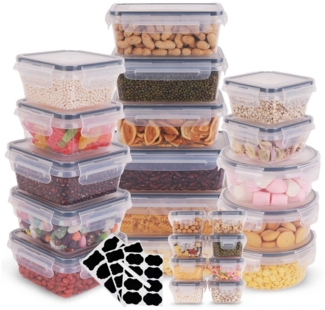 CALIYO Frischhaltedose 24er Vorratsdosen mit Deckel für Mikrowellen und Kühlschrank, (24-tlg), BPA-frei Frischhaltedosen Set für Aufbewahrung Küche