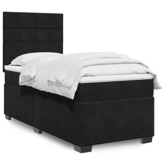 vidaXL Boxspringbett mit Matratze Schwarz 90x200 cm Samt 3290812