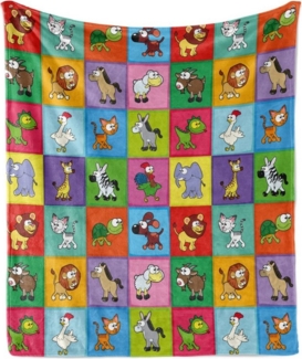 Wohndecke Gemütlicher Plüsch für den Innen- und Außenbereich, Abakuhaus, Kindergarten Lustige Junge Tiere