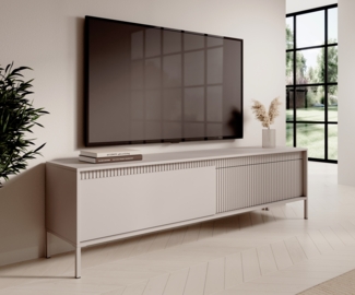 Selsey 'Falsetto' TV-Lowboard, beige mit geriffelter Front, ca. 53 x 187 x 39 cm