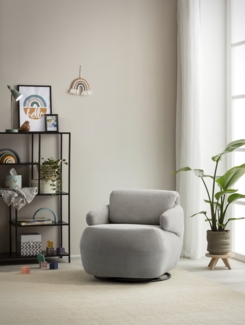 DOMO. collection Sessel 700015, Polstersessel, gepolsterte Rückenlehne, Rückenfunktion, Drehfunktion, Wippfunktion, Cocktailsessel, Loungesessel, 68 x 88 x 67 (BxTxH), grau