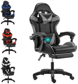 oyajia Gaming Chair Ergonomisch Gaming Stuhl, Bürostuhl mit Massagefunktion, und Fußstütze (Gaming Chair Gepolstert mit Verstellbare Lendenkissen, Kopfkissen und Fußstütze), Verstellbare Gamer Stuhl, Maximale Belastung 130 kg, 360° Drehbar