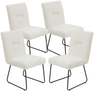 4er Set Kufenstuhl Finja - Webstoff Creme