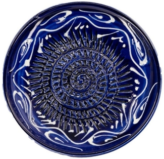 Kaladia Multireibe 12cm Reibeteller in blau mit weiß, Keramik, handbemalte Küchenreibe - Made in Spain