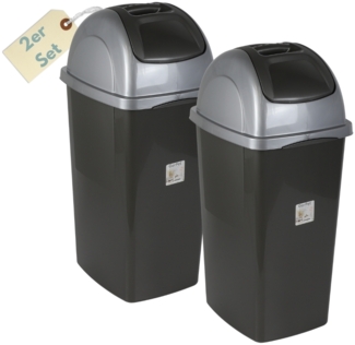 2x Mülleimer Schwingdeckel Mülleimer Küche 60l Groß Schwingeimer Mülltrenner Abfalleimer Küche Mülleimer mit Deckel Küchenabfalleimer