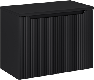 NOVA BLACK Badmöbel-Set 80 cm mit Tischplatte (40x80cm), Schwarz Teppich