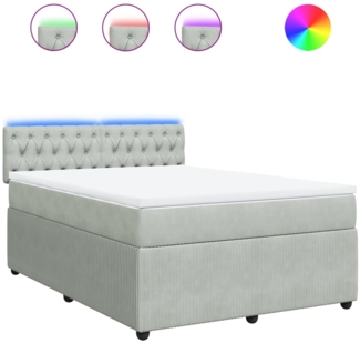 vidaXL Boxspringbett mit Matratze Hellgrau 160x200 cm Samt 3290088