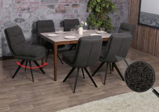 6er-Set Esszimmerstuhl HWC-G66, Küchenstuhl, drehbar Auto-Position Stoff/Textil Bouclé MVG ~ dunkelgrau