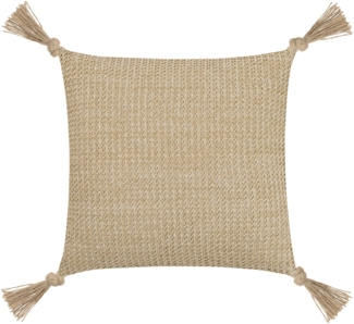 Kissenhülle Dekokissenhülle Kissenbezug mit Jute und Quasten Tikky Natur/Beige