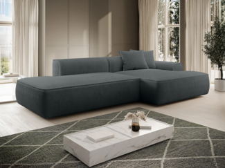Vente-unique - Ecksofa - Ecke rechts - Cord - Anthrazitgrau - ERYNEL
