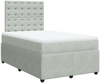 vidaXL Boxspringbett mit Matratze Hellgrau 120x200 cm Samt 3292322