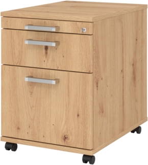 bümö Rollcontainer mit Hängeregistratur, Container abschließbar aus Holz in Asteiche - Rollwagen für's Büro mit Hängeregister als Schreibtisch Unterschrank od. Bürocontainer m. Chromgriffe, AC20-R-R-CE