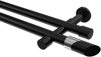 Gardinenstangen-Set Prestige Verano 360 cm (geteilt in 2 x 180 cm), 2-läufig (ohne Ringe), 20 mm Ø Schwarz