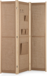 170 x 121 cm Paravent mit 2 Haken & 4 Aufbewahrungstaschen Raumteiler Trennwand