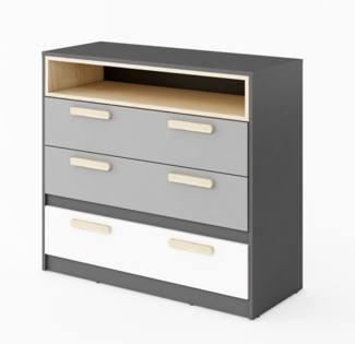 Kommode Pok Schubladenkommode 100cm graphit grau weiß Buche Ibsen