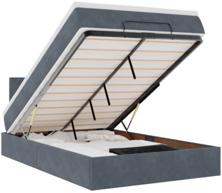 vidaXL Ottomane Bett mit Matratze & LEDs Dunkelgrau 120x190 cm Samt 3312537