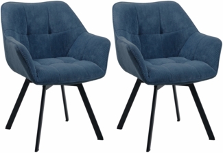 CLP 2er Set Esszimmerstuhl Jordi Cord,blau